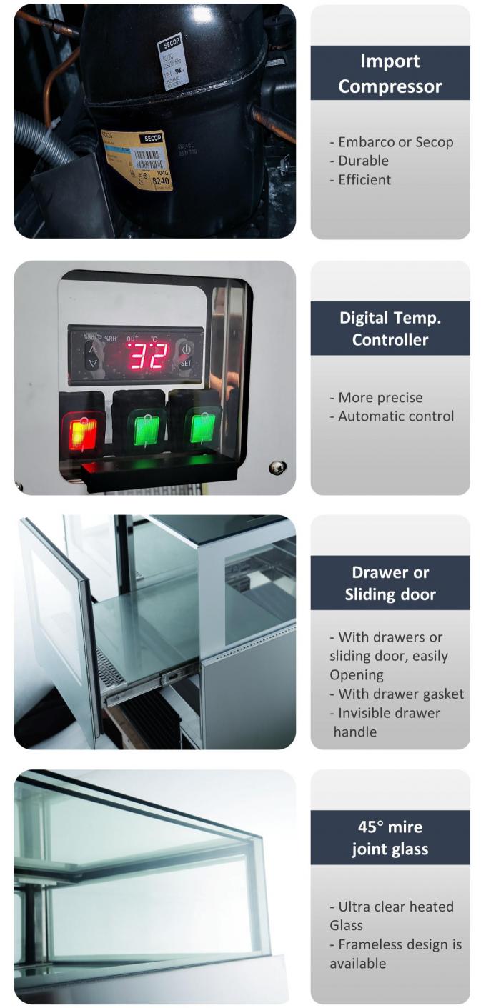 Stainless Steel 1.2m Chocolate Display Refrigerator With Storage Layer