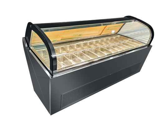 2240x1140x1300mm Stainless Steel Ice Cream Freezer 727L With 24pcs 5 Liter Pans