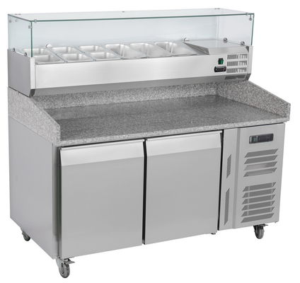 2 Doors Refrigerated Pizza Prep Table Fan Cooling 1510x800x1420mm