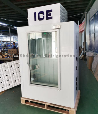840L Indoor Bagged Ice Merchandiser Defrosting Glass With LED Inside