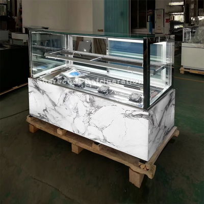 45° Mitre Joint of Font And Top Glass Design Cake Showcase Chiller Cake Display