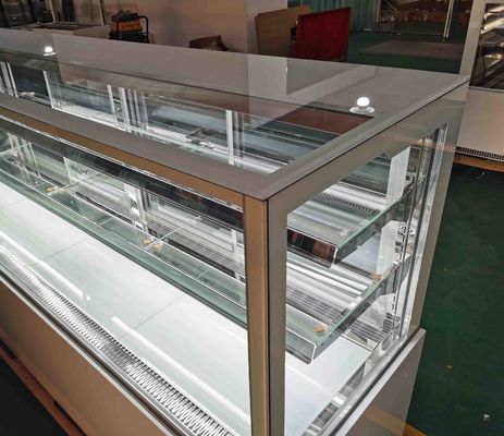 Glass Door 2.4m Cake Display Refrigerator Marble Base Two Shelves