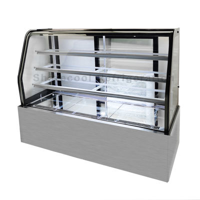 Double Curved Glass Cake Display Refrigerator With 3 Adjustable Shelves