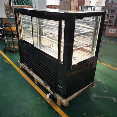 110V 60Hz Cake Showcase Chiller Black Marble Base With 4 Sliding Doors