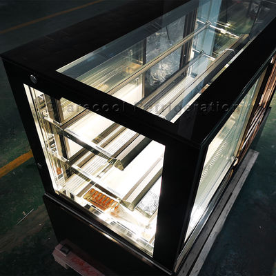 110V 60Hz Cake Showcase Chiller Black Marble Base With 4 Sliding Doors