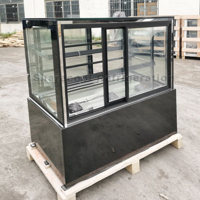 110V 60Hz Cake Showcase Chiller Black Marble Base With 4 Sliding Doors