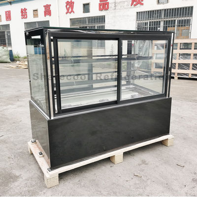 110V 60Hz Cake Showcase Chiller Black Marble Base With 4 Sliding Doors