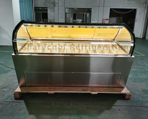 2240x1140x1300mm Stainless Steel Ice Cream Freezer 727L With 24pcs 5 Liter Pans