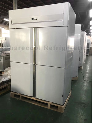 Fan Cooling 4 Door Upright Chiller Stainless Steel PVC Coated Shelf