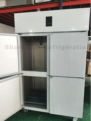 SS201 Stainless Steel Upright Refrigerator Double Temperature 4 Door Fridge Freezer