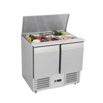 Stainless Steel 2-8 degree Commercial Salad Fridge Glass door with LED light