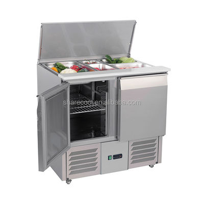 Stainless Steel 2-8 degree Commercial Salad Fridge Glass door with LED light