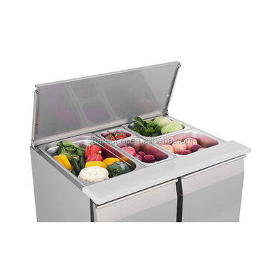 Stainless Steel 2-8 degree Commercial Salad Fridge Glass door with LED light