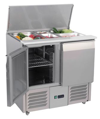 Fan Cooling AISI 304 Salad Display Chiller 110V 60HZ Salad Counter Fridge