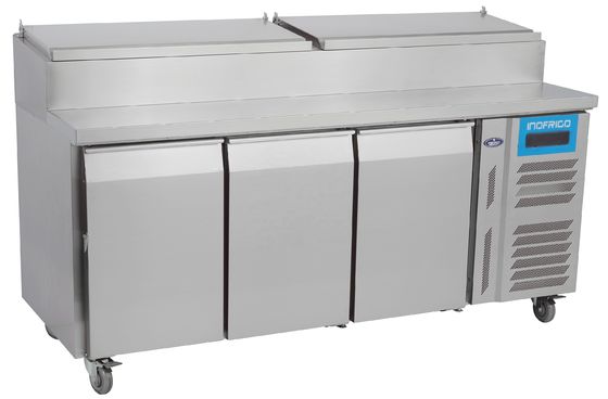 220V 3 Door Refrigerated Pizza Prep Table Stainless Steel 304 Material