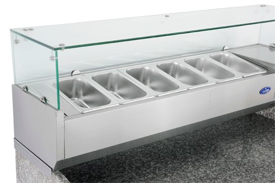 Marble Top Refrigerated Pizza Prep Table 260L With Salad Bar