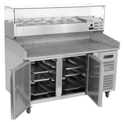 Marble Top Refrigerated Pizza Prep Table 260L With Salad Bar