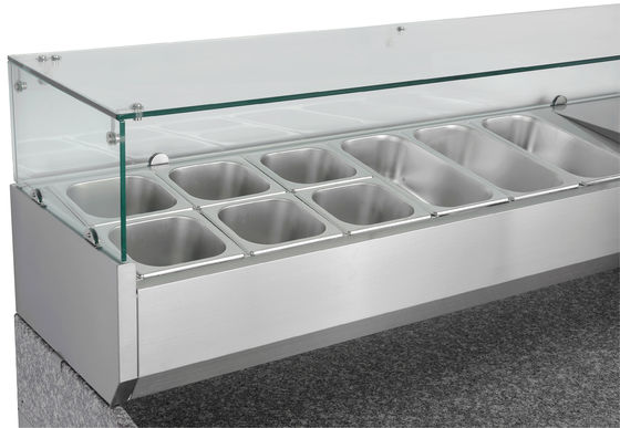 6 Drawers Refrigerated Pizza Prep Table R134a Commercial Marble Top