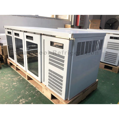 Three Glass Door Stainless Steel Undercounter Refrigerator Fan Cooling With LED
