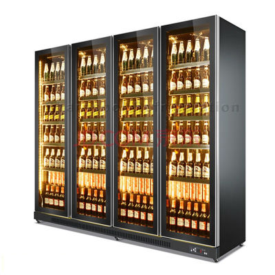 Width 2240mm Beverage Display Refrigerator 4 Door Beer Cooler With Warm LED