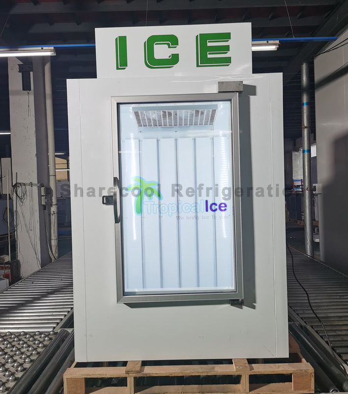 Indoor Fan Cooling Bagged Ice Merchandiser Glass Door With Heater