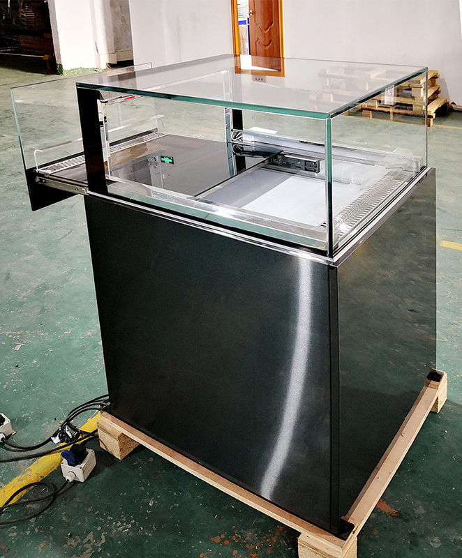 800x800x1100mm Chocolate Display Freezer 12mm Thickness Clear Glass