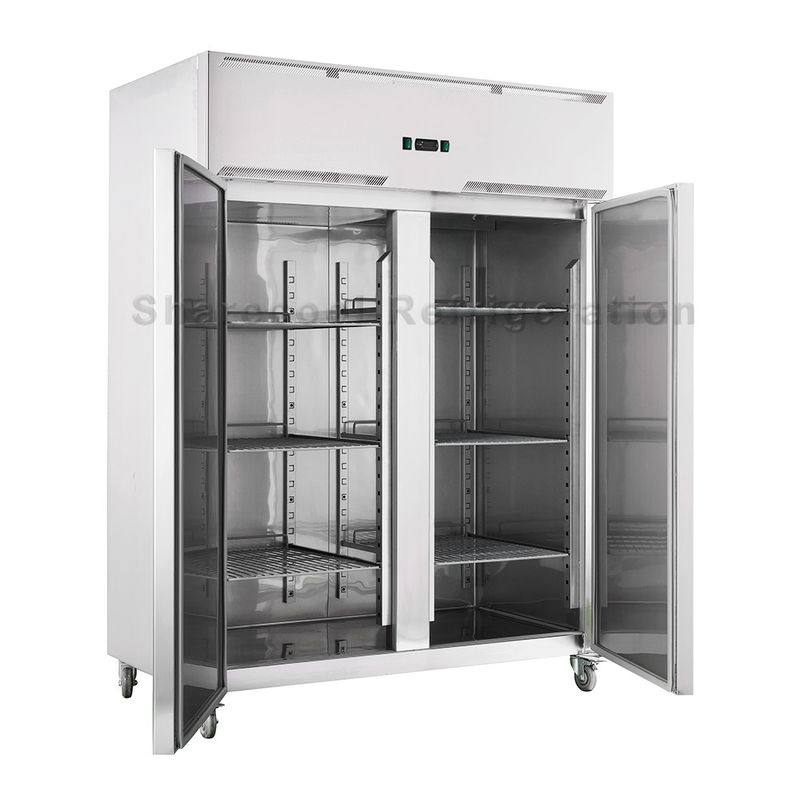 Kitchen 1285L Vertical Double Door Fridge Fan Cooling Stainless Steel
