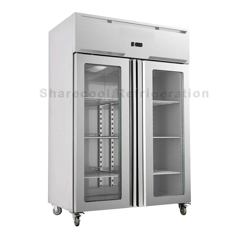 Glass Door Stainless Steel Upright Refrigerator