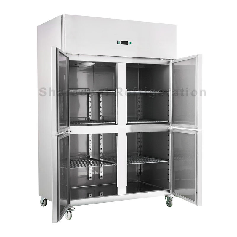Food Grade Stainless Steel Vertical Freezer Fan Cooling Upright Chiller 4 Door