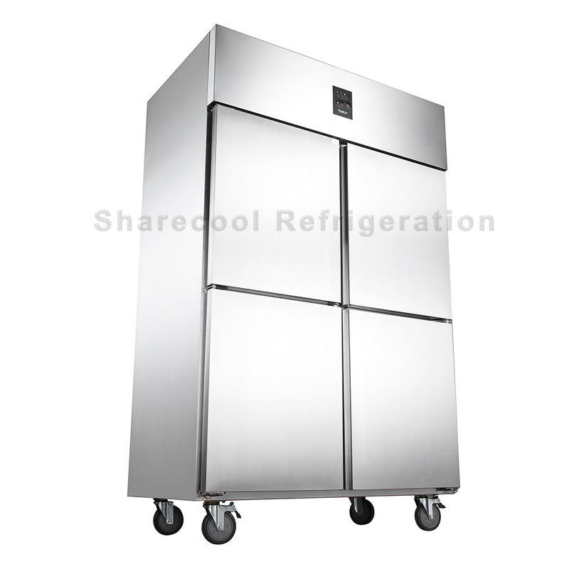 SS201 Stainless Steel Upright Refrigerator Double Temperature 4 Door Fridge Freezer