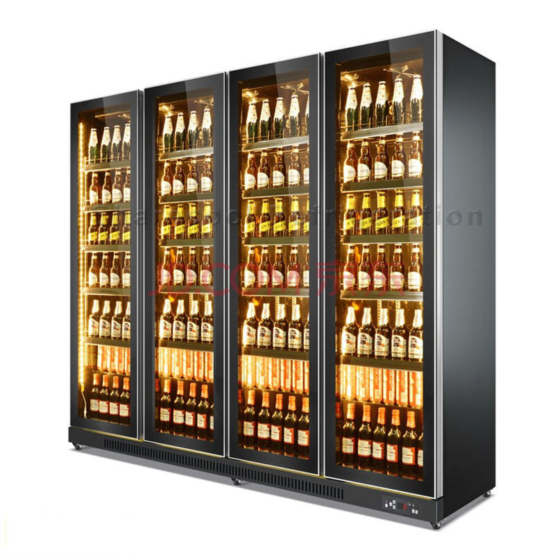 Width 2240mm Beverage Display Refrigerator 4 Door Beer Cooler With Warm LED