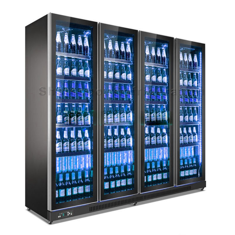 CFC Free Drink Commercial Display Refrigerator 1700L 4 Full Glass Door